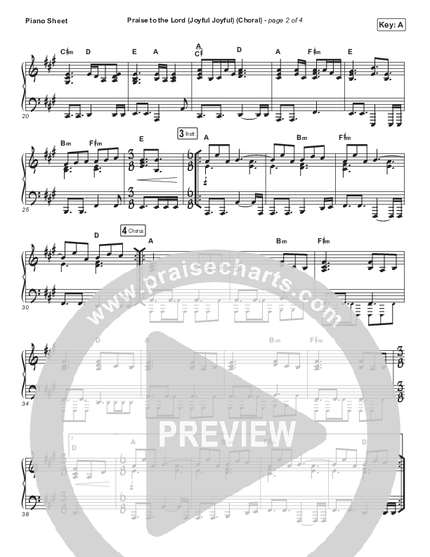 Praise To The Lord (Joyful Joyful) (Choral Anthem SATB) Piano Sheet (Shane & Shane/The Worship Initiative / Arr. Luke Gambill)