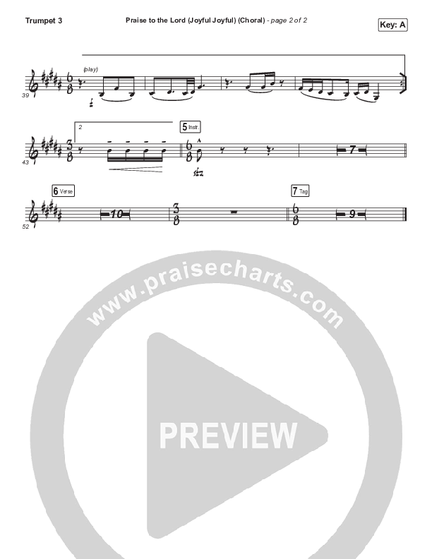 Praise To The Lord (Joyful Joyful) (Choral Anthem SATB) Trumpet 3 (Shane & Shane/The Worship Initiative / Arr. Luke Gambill)