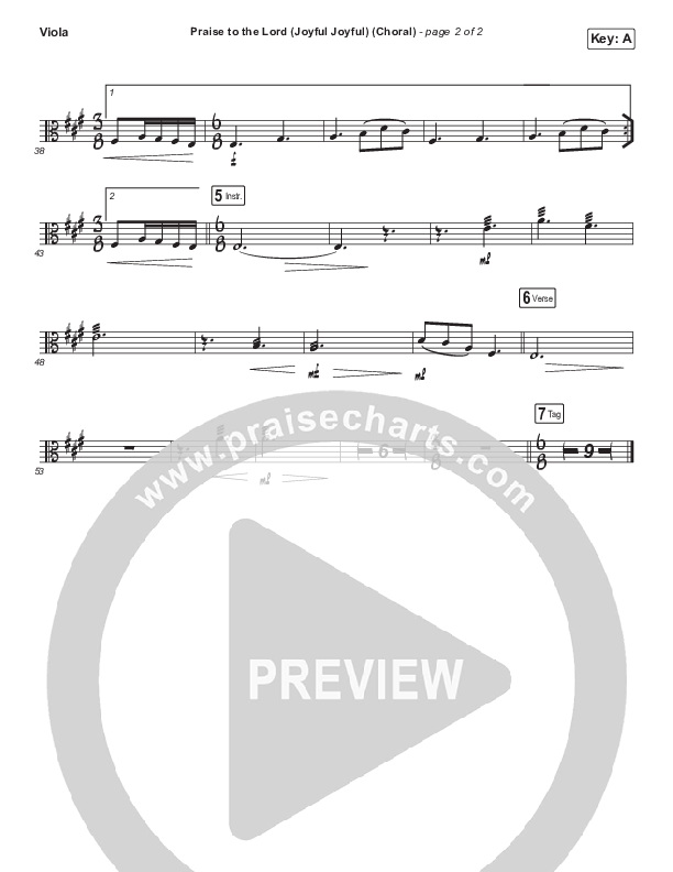 Praise To The Lord (Joyful Joyful) (Choral Anthem SATB) Viola (Shane & Shane/The Worship Initiative / Arr. Luke Gambill)