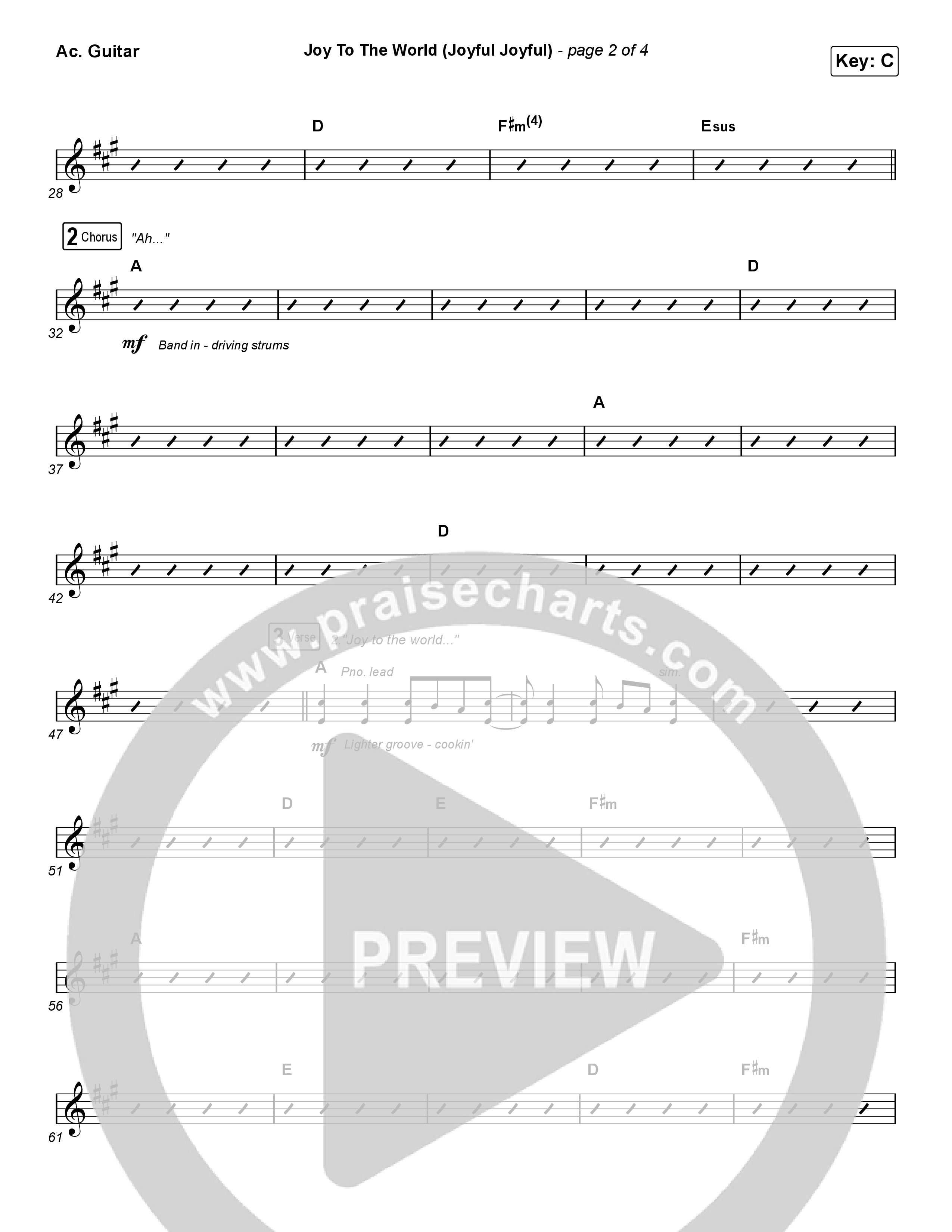 Joy To The World (Joyful Joyful) (Choral Anthem SATB) Acoustic Guitar (Phil Wickham / Arr. Luke Gambill)