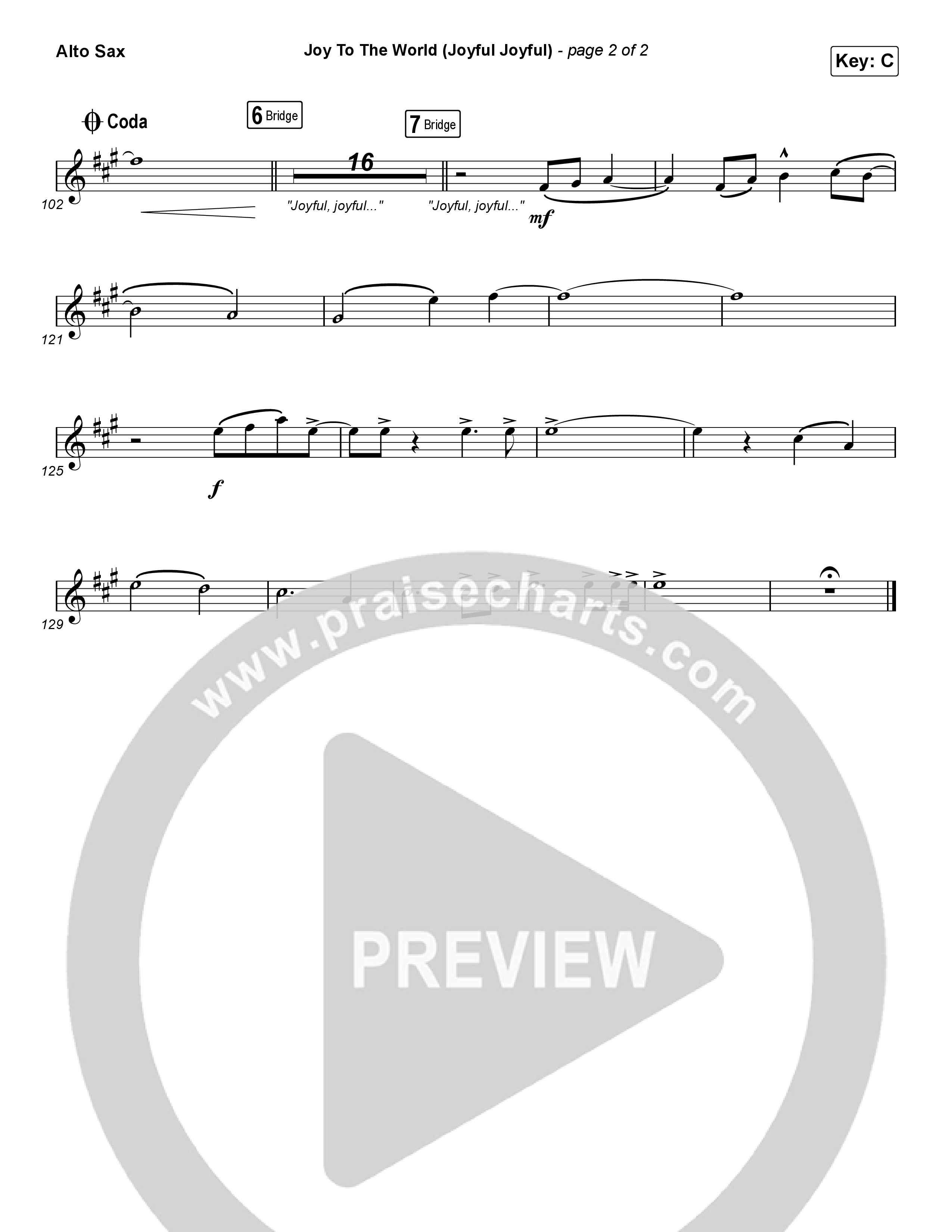 Joy To The World (Joyful Joyful) (Choral Anthem SATB) Alto Sax (Phil Wickham / Arr. Luke Gambill)