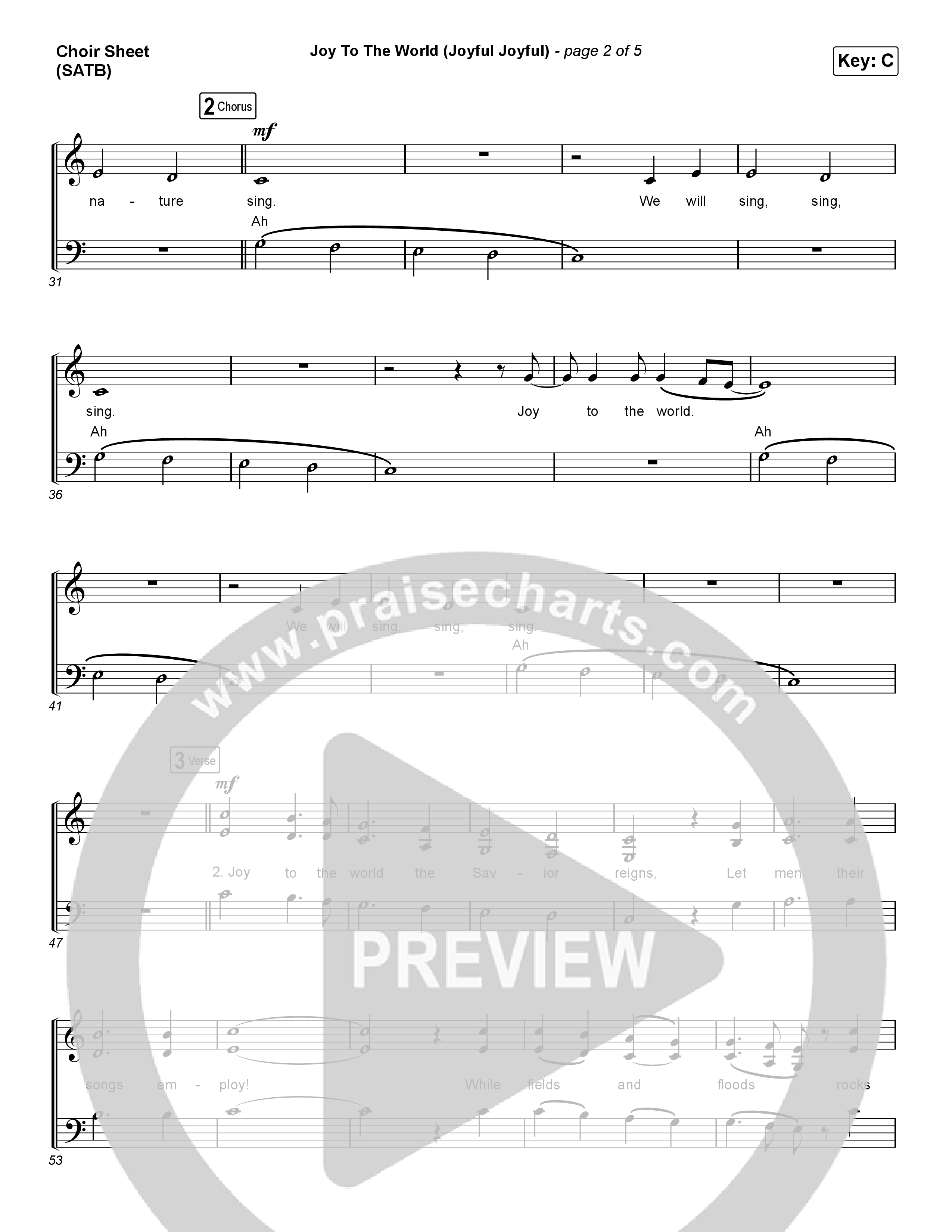 Joy To The World (Joyful Joyful) (Choral Anthem SATB) Choir Vocals (SATB) (Phil Wickham / Arr. Luke Gambill)