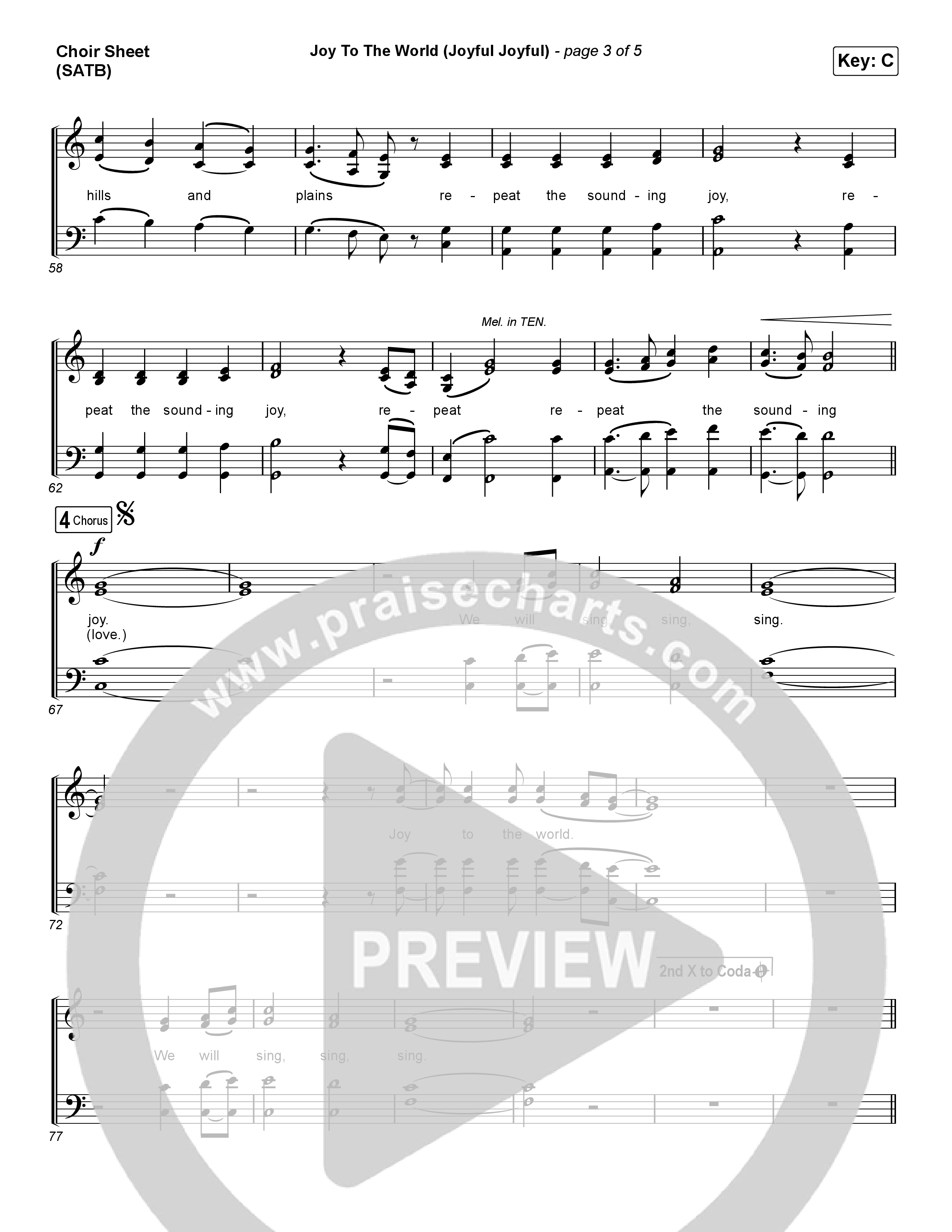 Joy To The World (Joyful Joyful) (Choral Anthem SATB) Choir Vocals (SATB) (Phil Wickham / Arr. Luke Gambill)