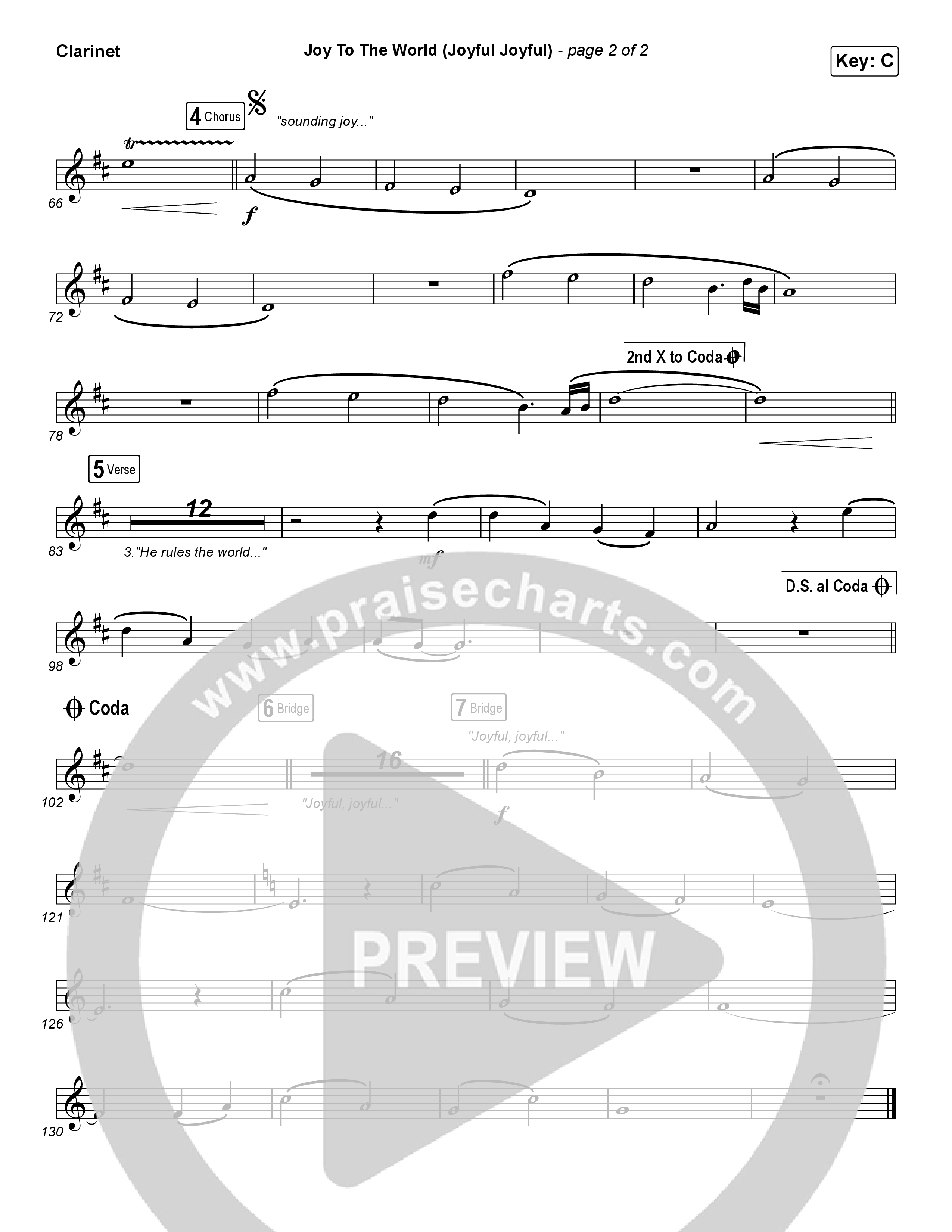 Joy To The World (Joyful Joyful) (Choral Anthem SATB) Clarinet (Phil Wickham / Arr. Luke Gambill)