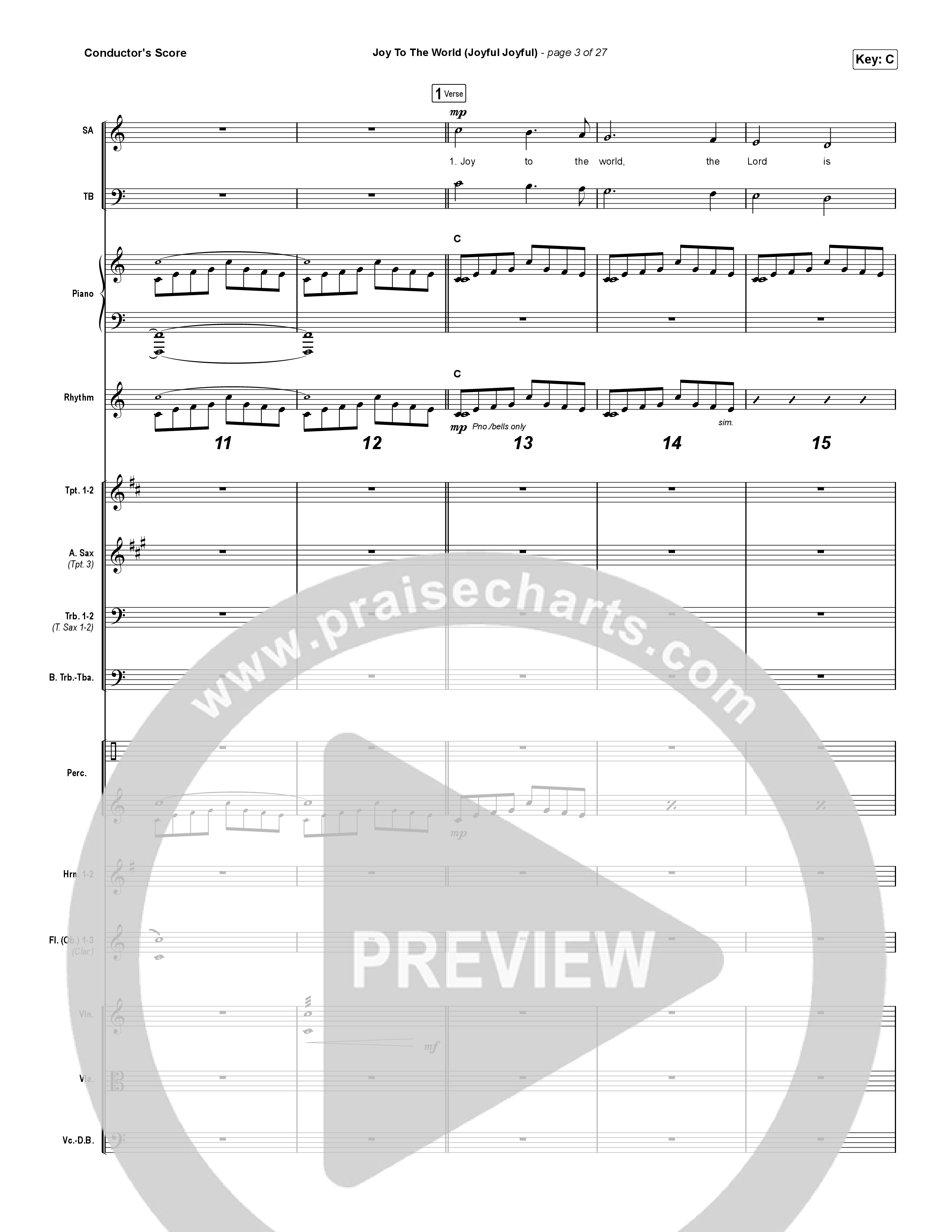 Joy To The World (Joyful Joyful) (Choral Anthem SATB) Conductor's Score (Phil Wickham / Arr. Luke Gambill)