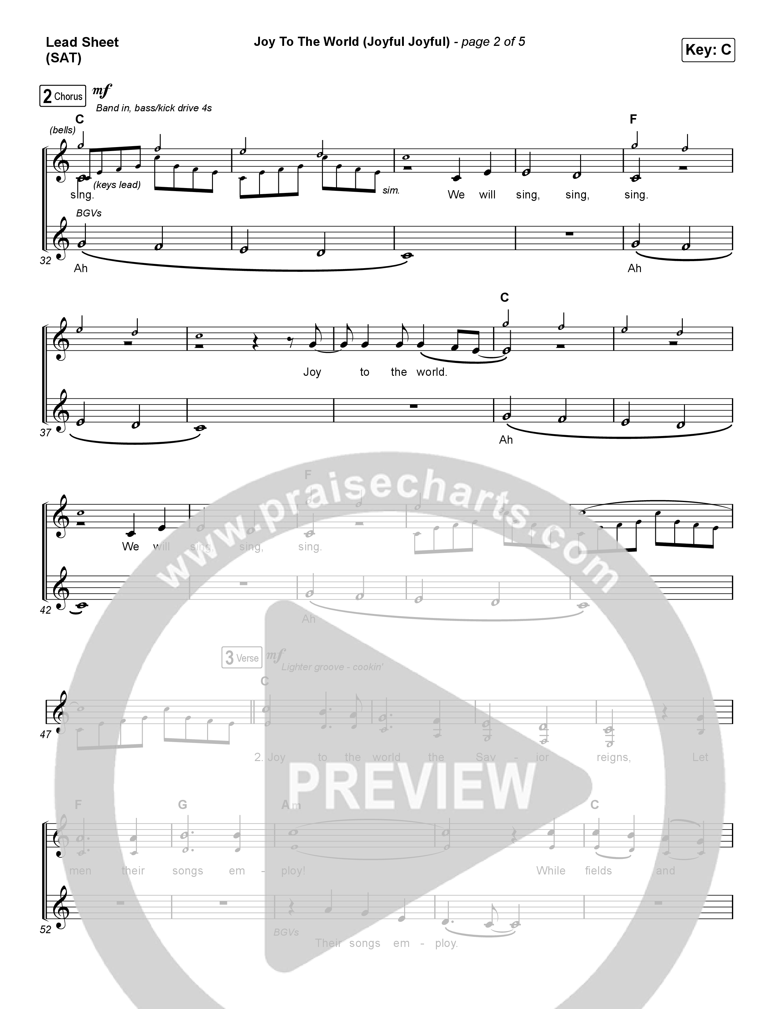 Joy To The World (Joyful Joyful) (Choral Anthem SATB) Lead Sheet (SAT) (Phil Wickham / Arr. Luke Gambill)