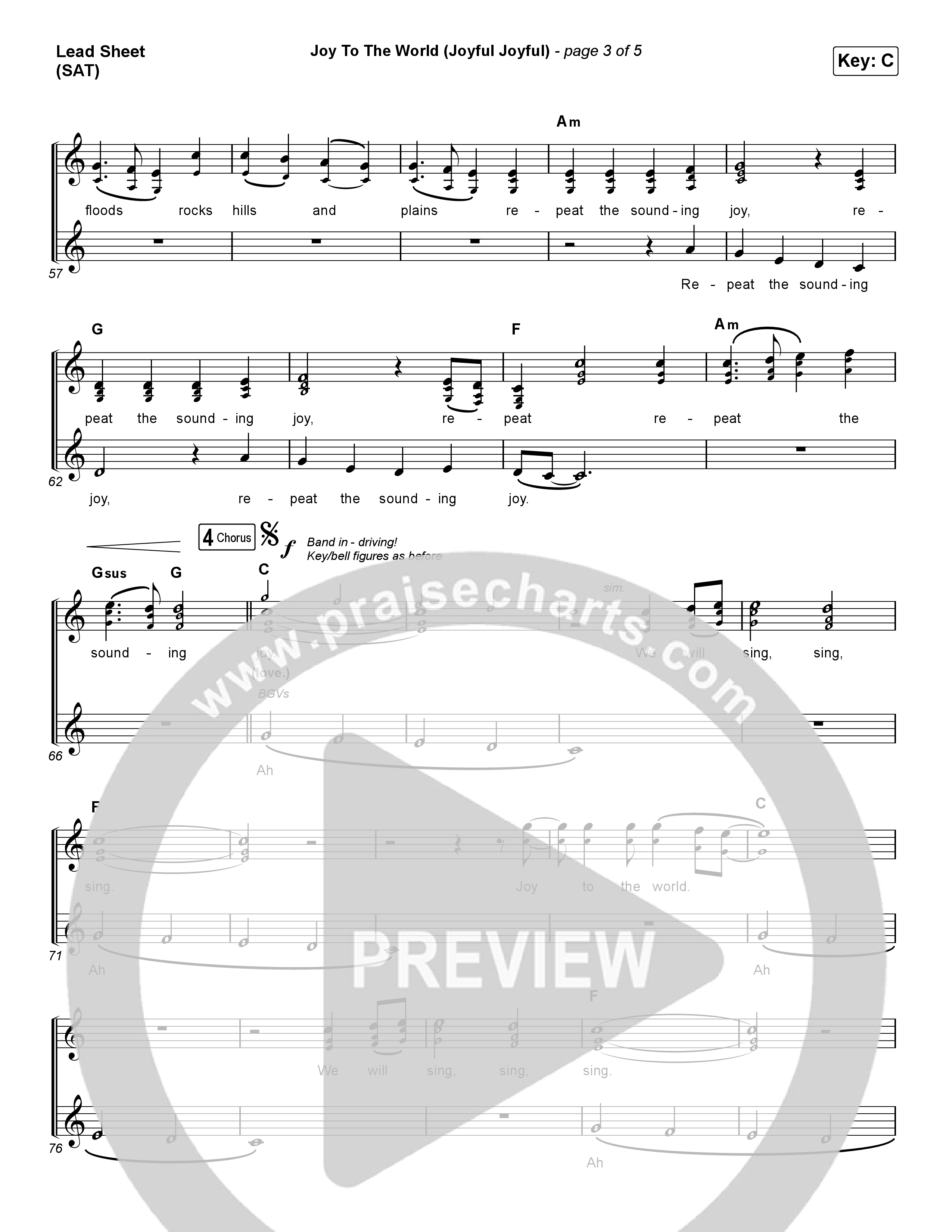 Joy To The World (Joyful Joyful) (Choral Anthem SATB) Lead Sheet (SAT) (Phil Wickham / Arr. Luke Gambill)