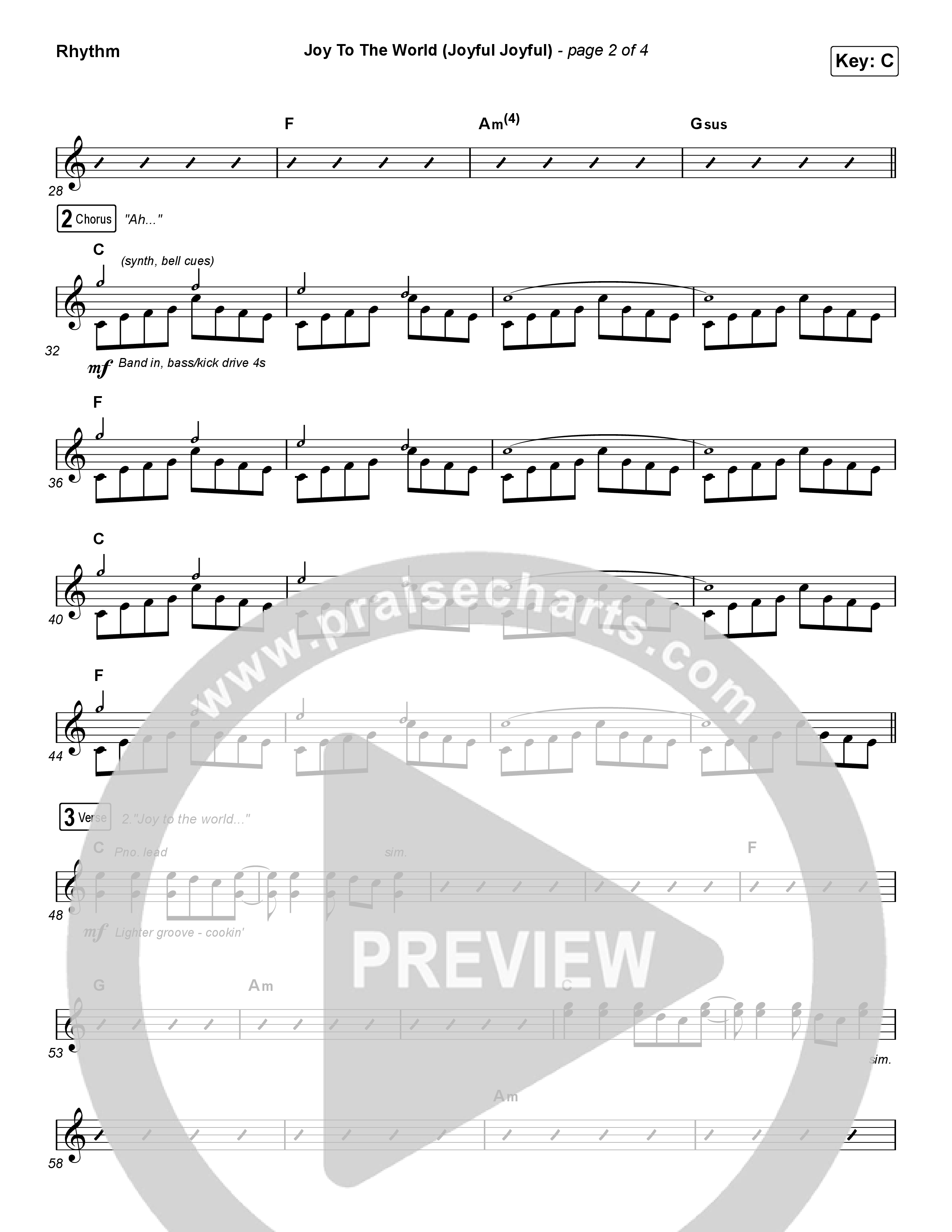 Joy To The World (Joyful Joyful) (Choral Anthem SATB) Rhythm Chart (Phil Wickham / Arr. Luke Gambill)