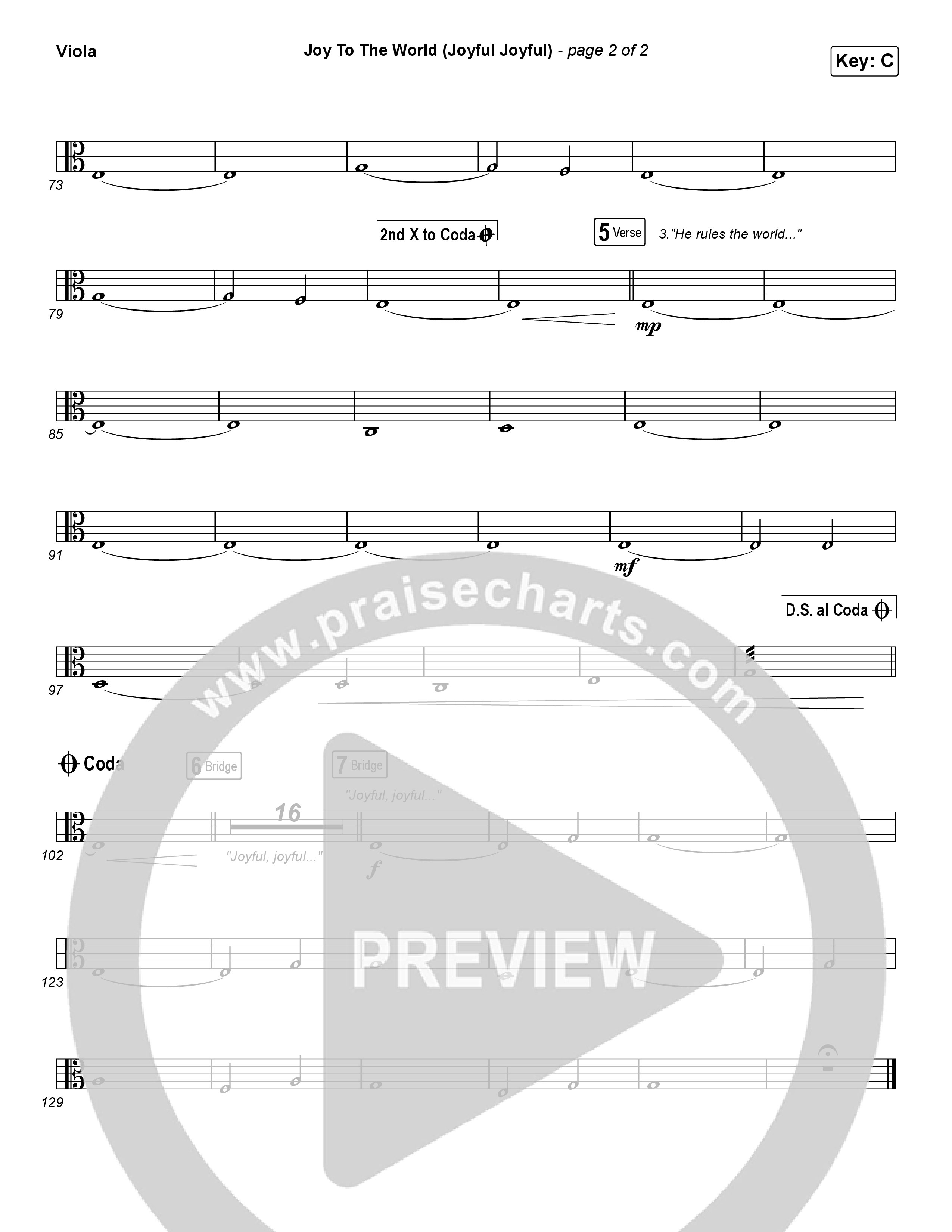 Joy To The World (Joyful Joyful) (Choral Anthem SATB) Viola (Phil Wickham / Arr. Luke Gambill)