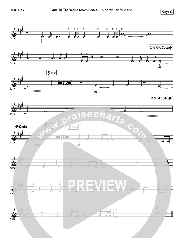 Joy To The World (Joyful Joyful) (Choral Anthem SATB) Bari Sax (Phil Wickham / Arr. Luke Gambill)