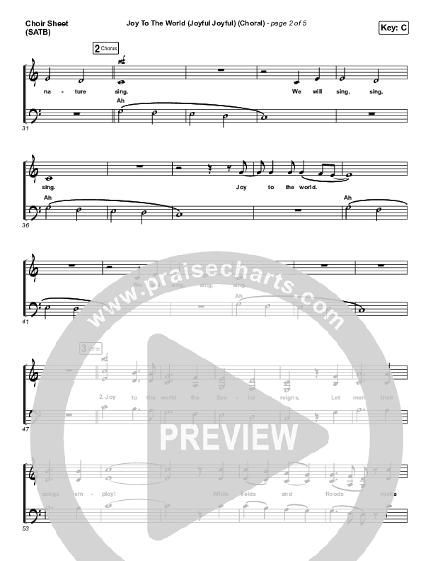 Joy To The World (Joyful Joyful) (Choral Anthem SATB) Choir Vocals (SATB) (Phil Wickham / Arr. Luke Gambill)