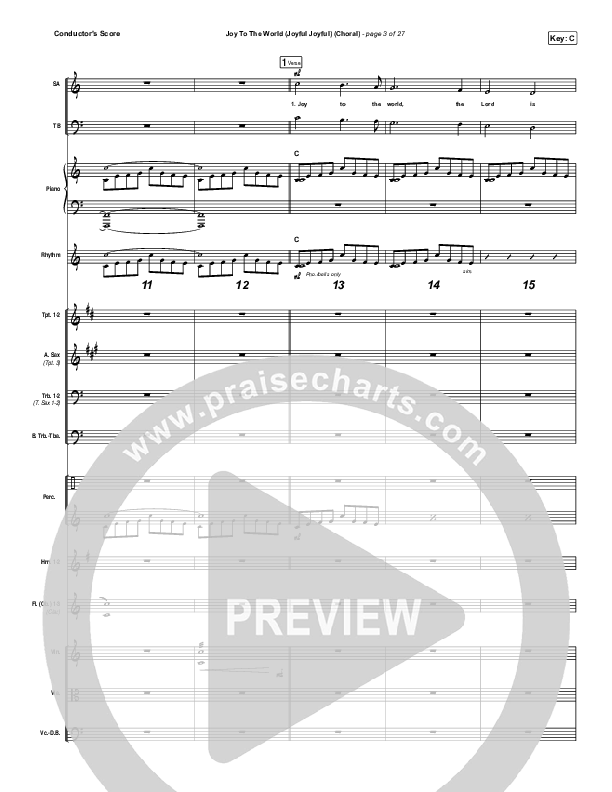 Joy To The World (Joyful Joyful) (Choral Anthem SATB) Conductor's Score (Phil Wickham / Arr. Luke Gambill)