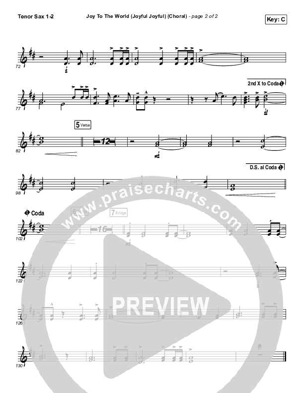 Joy To The World (Joyful Joyful) (Choral Anthem SATB) Tenor Sax 1/2 (Phil Wickham / Arr. Luke Gambill)