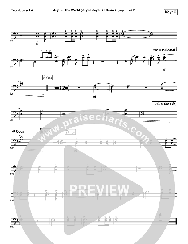Joy To The World (Joyful Joyful) (Choral Anthem SATB) Trombone 1/2 (Phil Wickham / Arr. Luke Gambill)