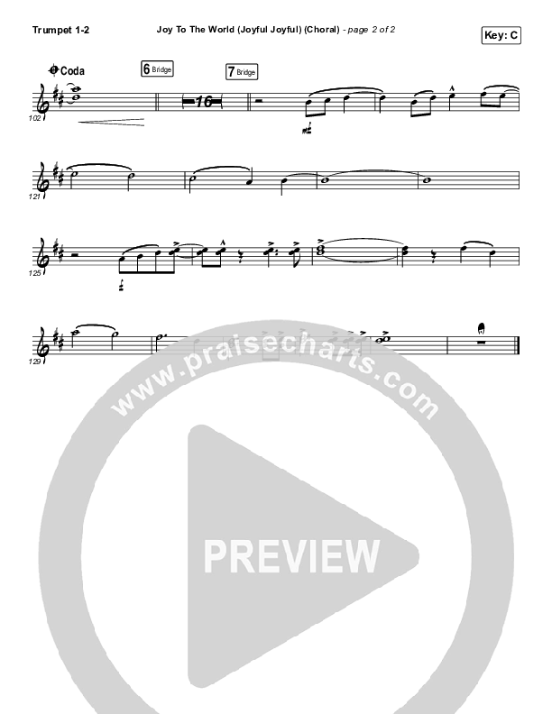 Joy To The World (Joyful Joyful) (Choral Anthem SATB) Trumpet 1,2 (Phil Wickham / Arr. Luke Gambill)