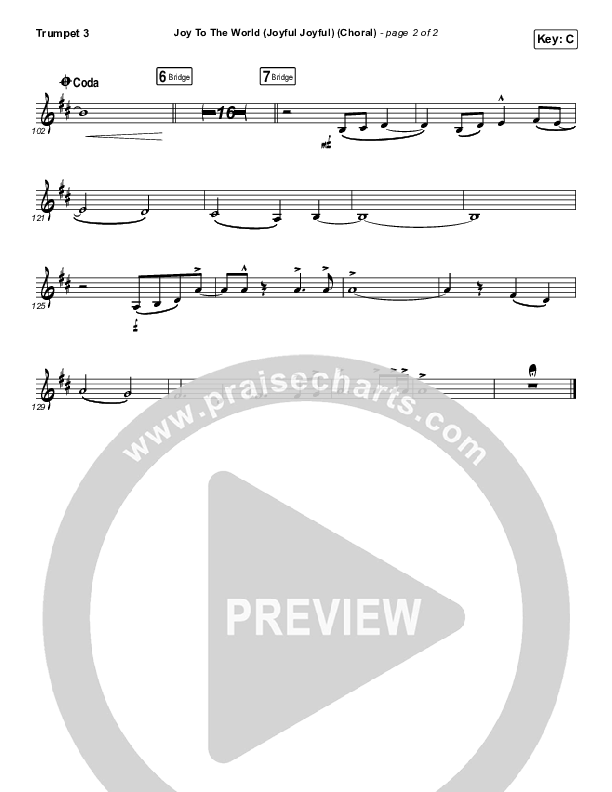 Joy To The World (Joyful Joyful) (Choral Anthem SATB) Trumpet 3 (Phil Wickham / Arr. Luke Gambill)
