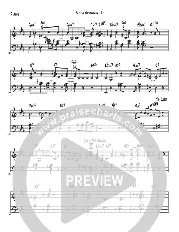 Winter Wonderland  (Instrumental) Piano Sheet (Brad Henderson)
