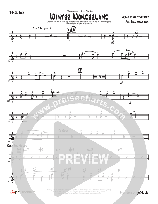 Winter Wonderland  (Instrumental) Tenor Sax 2 (Brad Henderson)