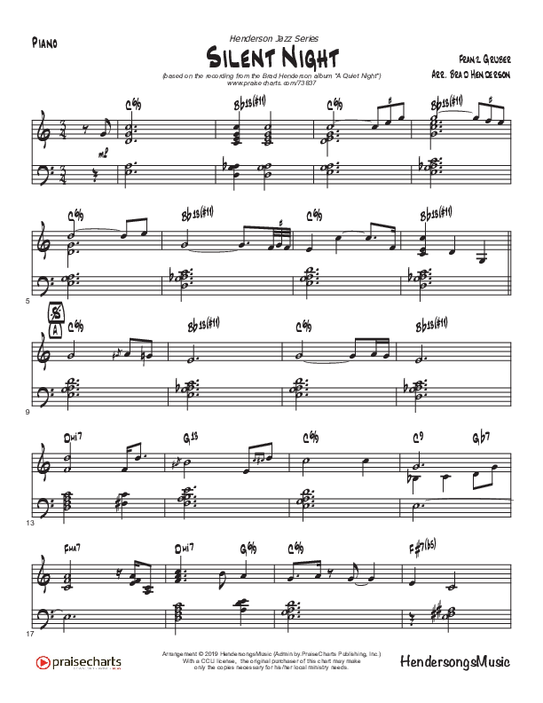Silent Night (Instrumental) Piano Sheet (Brad Henderson)
