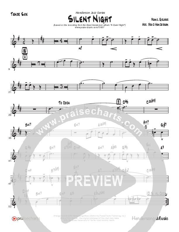 Silent Night (Instrumental) Tenor Sax 2 (Brad Henderson)