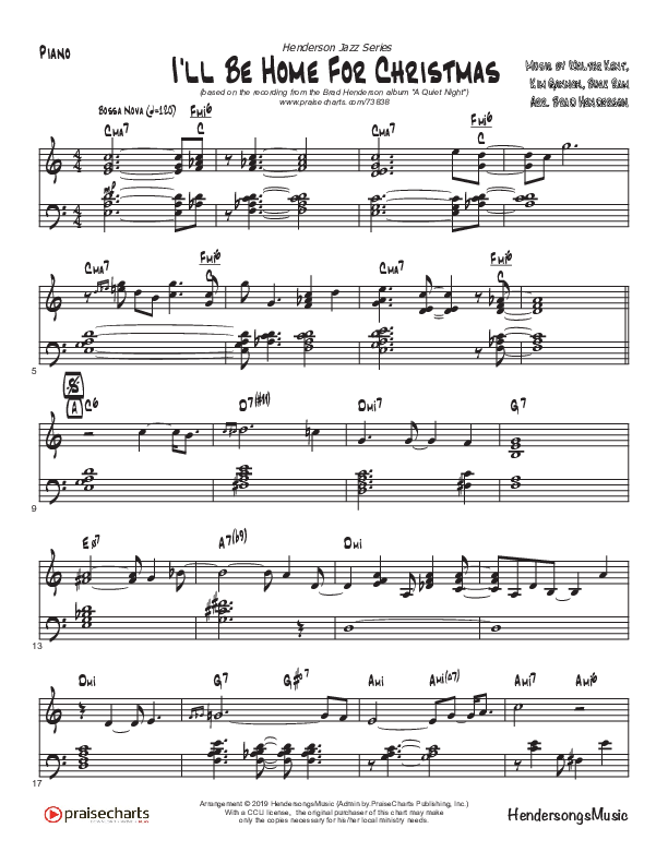 I’ll Be Home For Christmas (Instrumental) Piano Sheet (Brad Henderson)