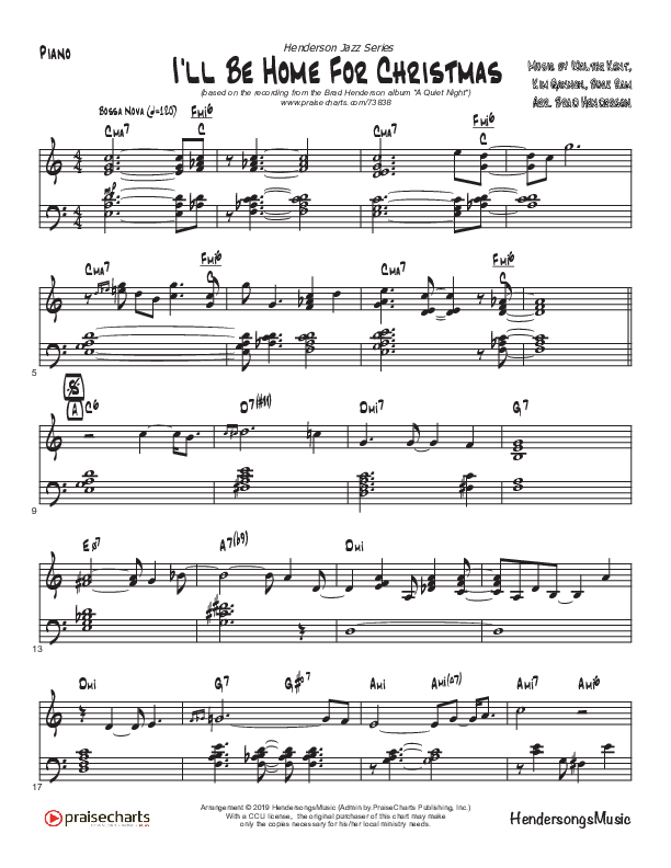 I’ll Be Home For Christmas (Instrumental) Piano Sheet (Brad Henderson)