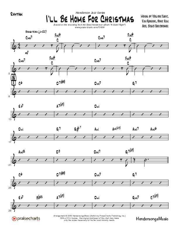 I’ll Be Home For Christmas (Instrumental) Rhythm Chart (Brad Henderson)