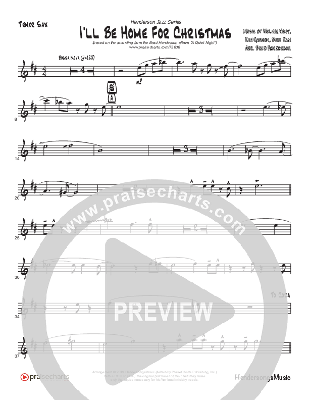 I’ll Be Home For Christmas (Instrumental) Tenor Sax 2 (Brad Henderson)
