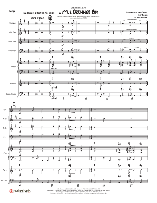Little Drummer Boy (Instrumental) Conductor's Score (Brad Henderson)