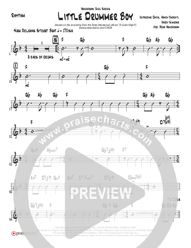 Little Drummer Boy (Instrumental) Rhythm Chart (Brad Henderson)