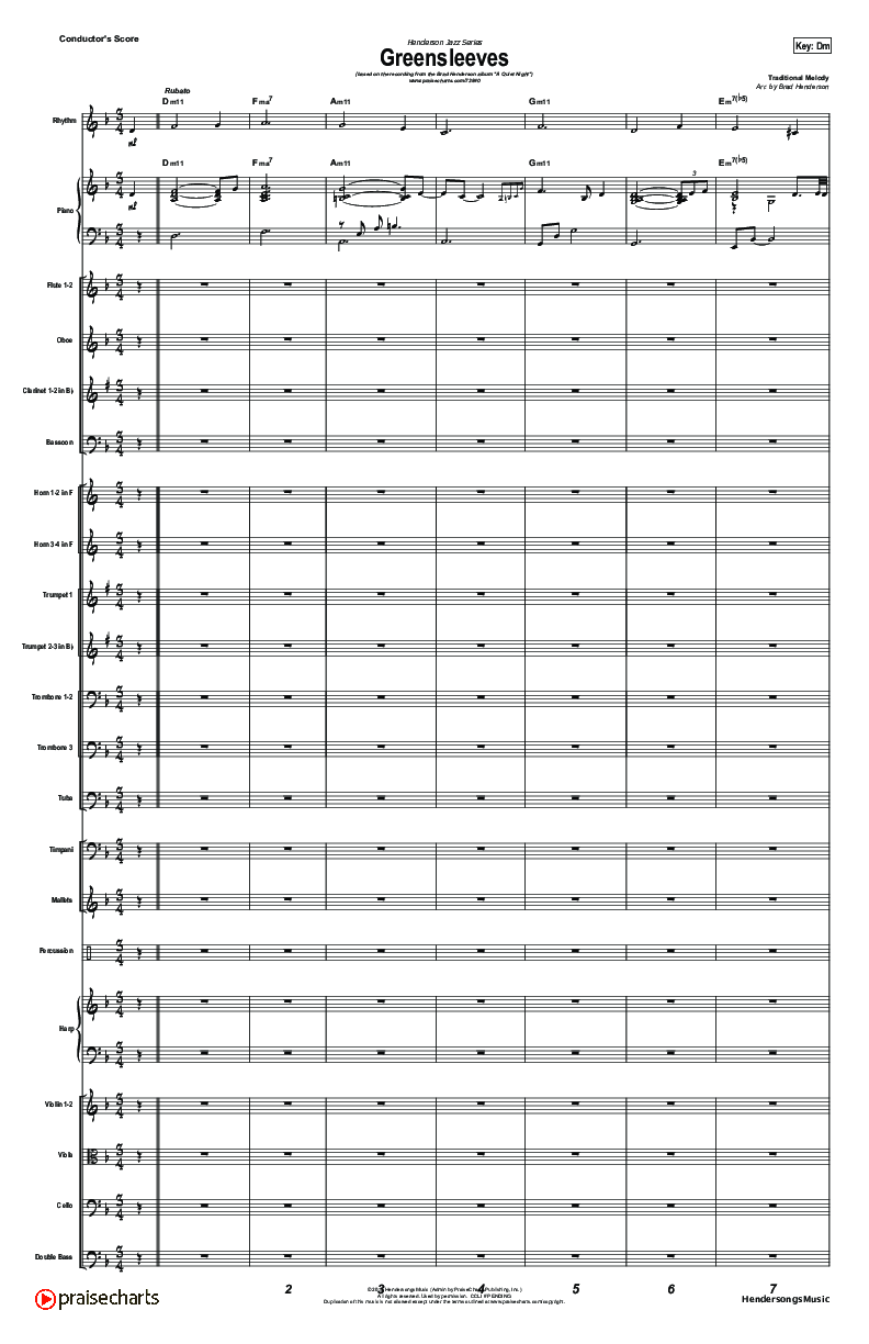 Greensleeves (Instrumental) Conductor's Score (Brad Henderson)