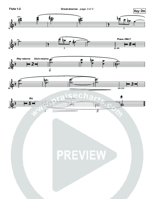 Greensleeves (Instrumental) Flute 1/2 (Brad Henderson)