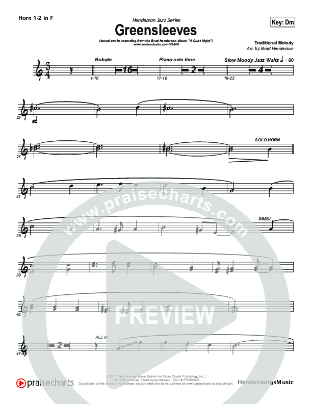 Greensleeves (Instrumental) French Horn 1/2 (Brad Henderson)
