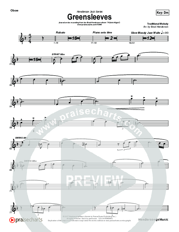 Greensleeves (Instrumental) Oboe (Brad Henderson)