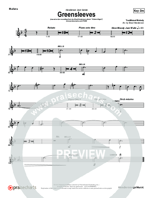 Greensleeves (Instrumental) Percussion 1/2 (Brad Henderson)