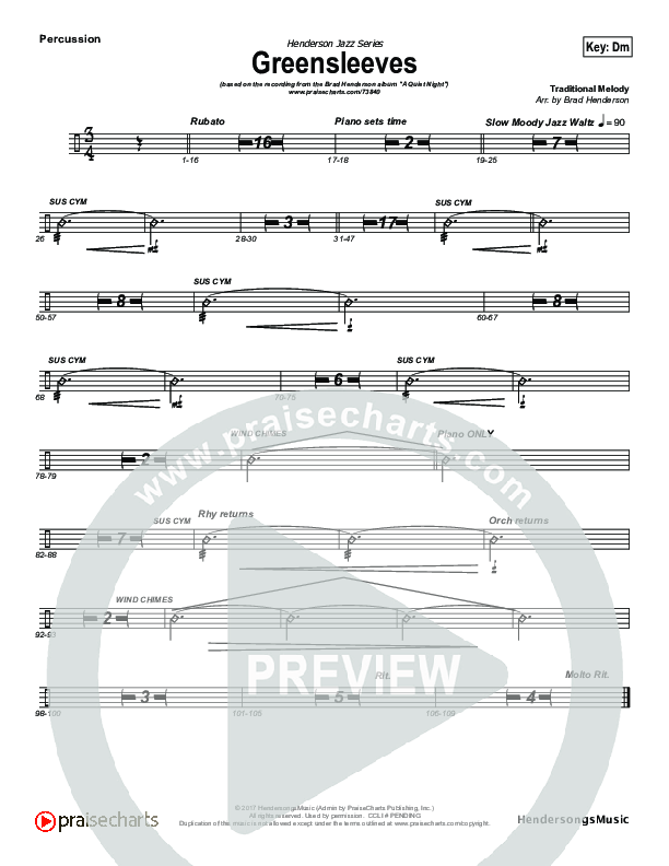 Greensleeves (Instrumental) Percussion (Brad Henderson)