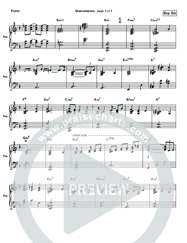 Greensleeves (Instrumental) Piano Sheet (Brad Henderson)