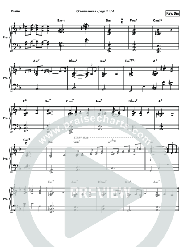 Greensleeves (Instrumental) Piano Sheet (Brad Henderson)