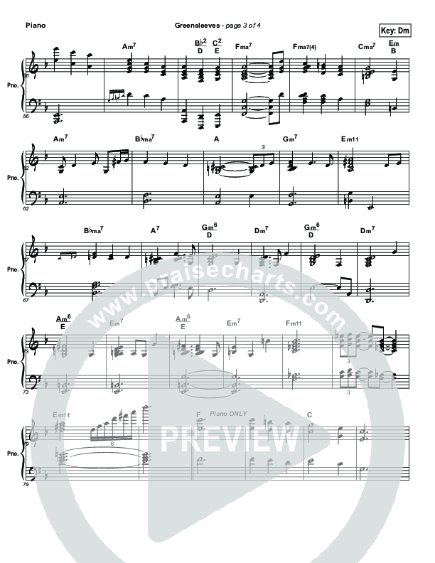 Greensleeves (Instrumental) Piano Sheet (Brad Henderson)