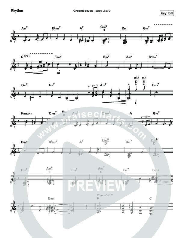Greensleeves (Instrumental) Rhythm Chart (Brad Henderson)