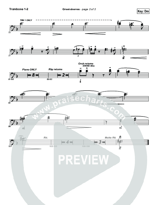 Greensleeves (Instrumental) Trombone 1/2 (Brad Henderson)