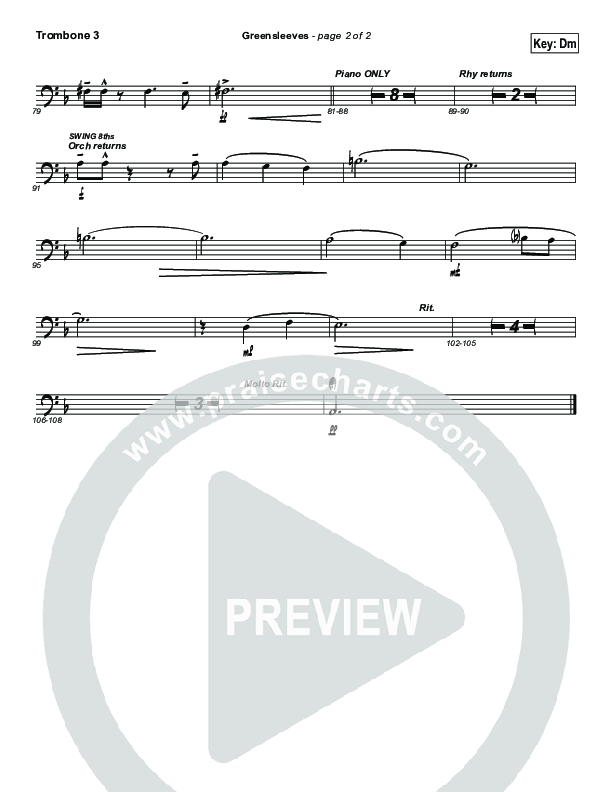 Greensleeves (Instrumental) Trombone 3 (Brad Henderson)