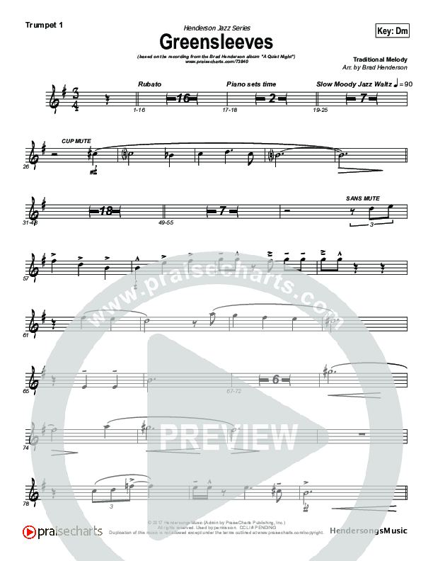 Greensleeves (Instrumental) Trumpet 1 (Brad Henderson)