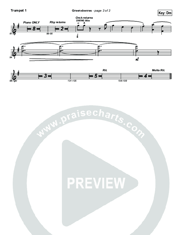 Greensleeves (Instrumental) Trumpet 1 (Brad Henderson)