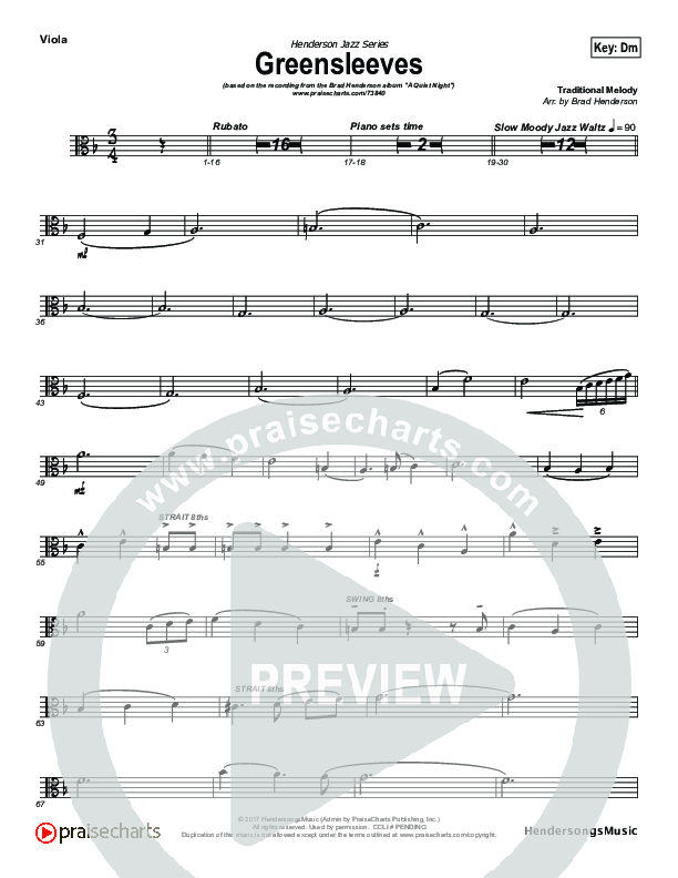 Greensleeves (Instrumental) Viola (Brad Henderson)