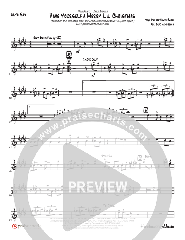 Have Yourself A Merry Little Christmas (Instrumental) Alto Sax (Brad Henderson / Justin Pierce)