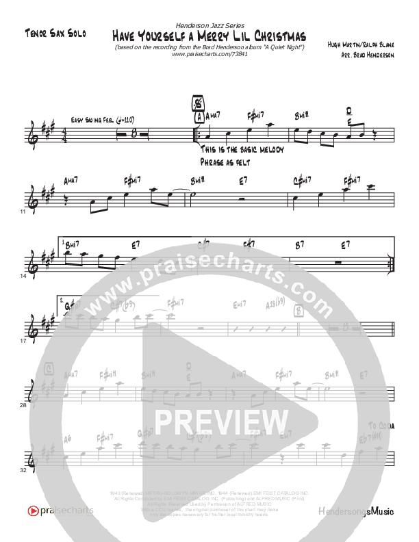 Have Yourself A Merry Little Christmas (Instrumental) Tenor Sax 2 (Brad Henderson / Justin Pierce)