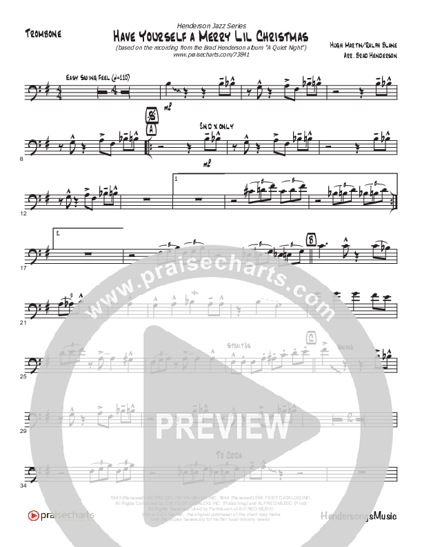 Have Yourself A Merry Little Christmas (Instrumental) Trombone (Brad Henderson / Justin Pierce)