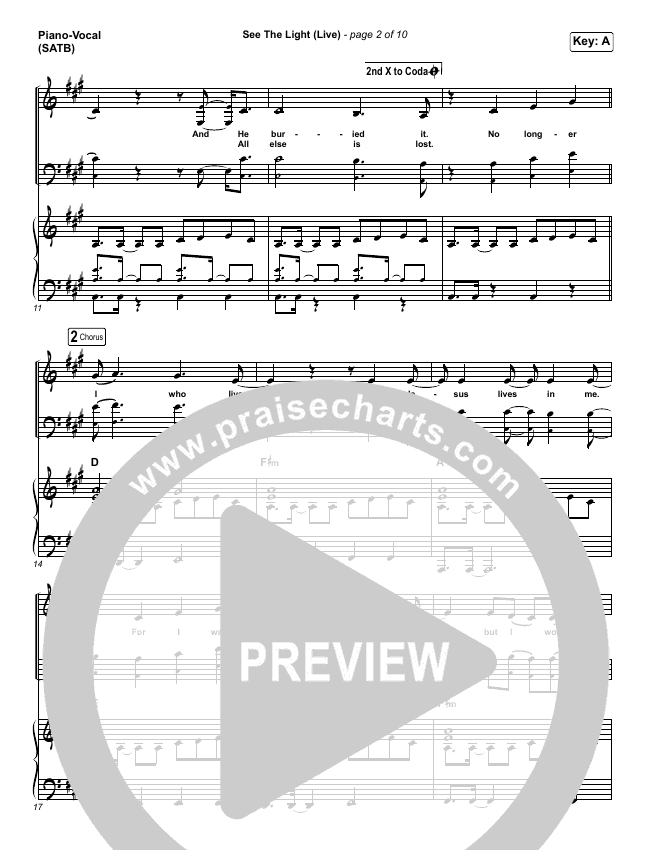 See The Light Live Piano Vocal Satb Hillsong Worship