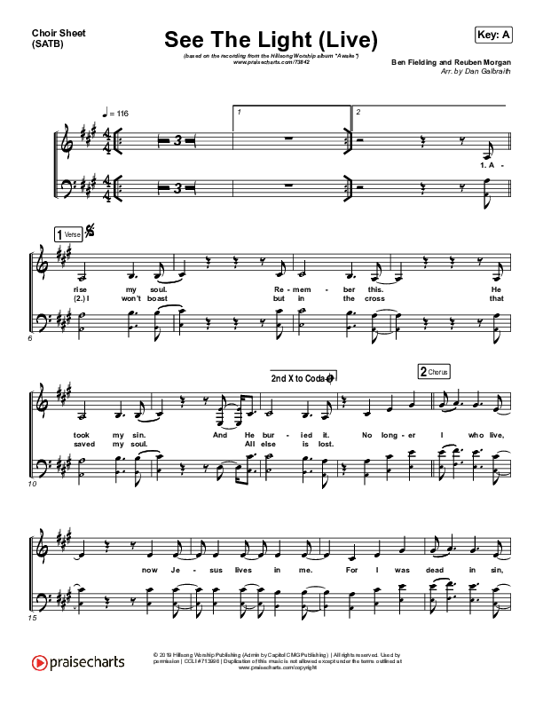 See The Light (Live) Choir Vocals (SATB) (Hillsong Worship)